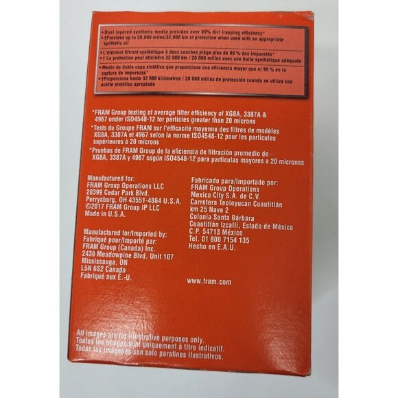 FRAM Ultra Synthetic Automotive Oil Filter- XG8481 Conv. Or Synthetic Oil Sealed - Picture 4 of 12